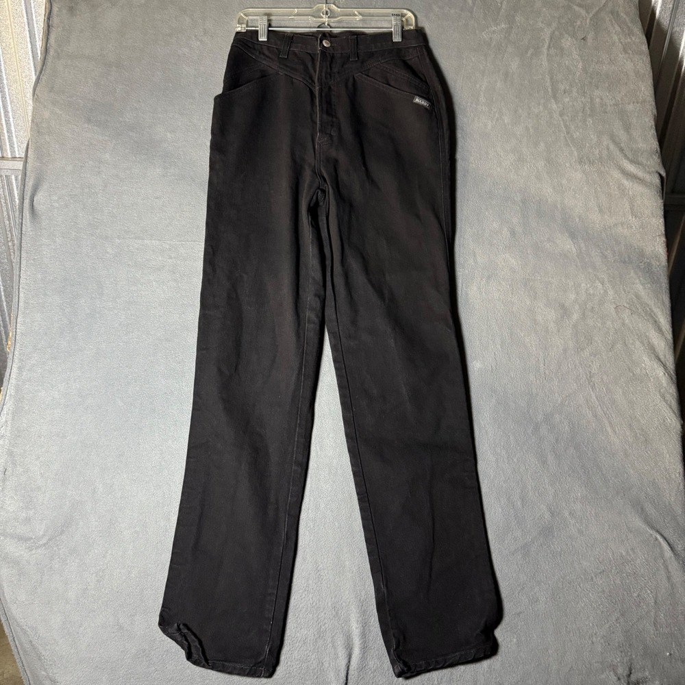 Rocky Mountain Vintage High Rise Western Jeans Black Straight Leg 28x34 USA Made